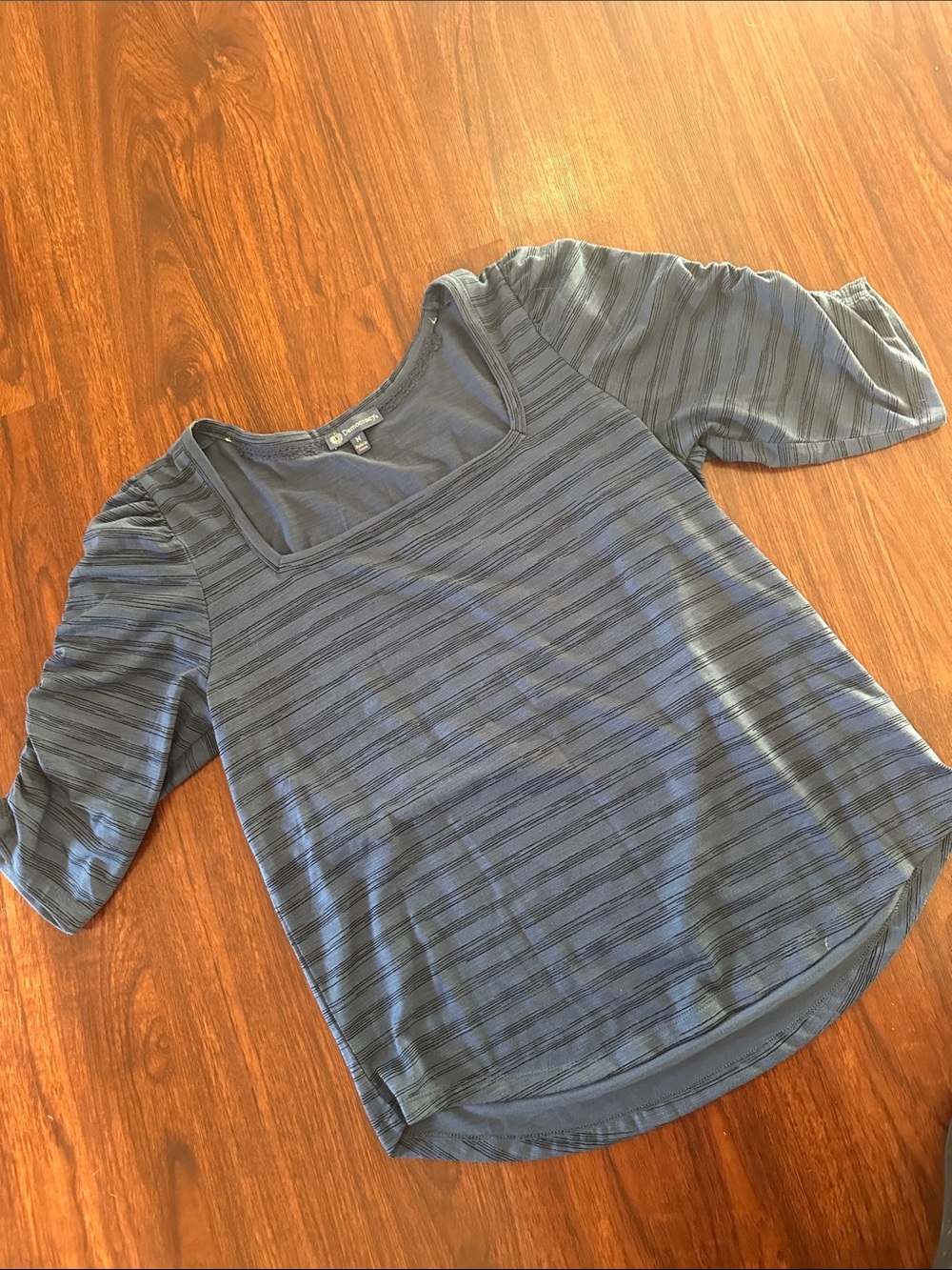 Democracy Blue Striped Square Neck Tunic